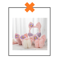 Oorwarmers fluffy vos roze/wit